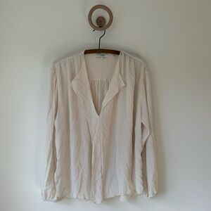 Vince Cream 100% Silk Crepe Blouse Drapey Front Detail Size Large